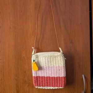 Stylish Pink and Cream Woven Bag